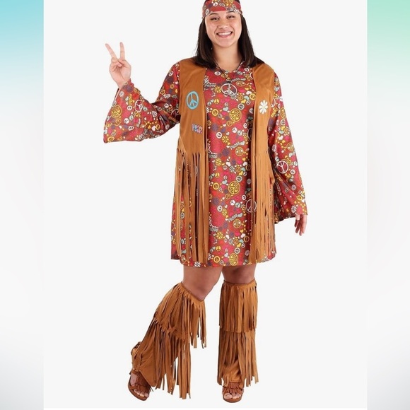 Dresses & Skirts - Women's Halloween Hippie Dress - Red and Brown